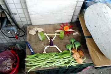 為選手加油！餐廳老闆巧思菜畫雕刻