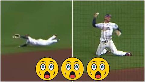 經典賽(影)／ 美國隊游擊手太秀了！ 　連兩局「海豚撲+跪地火箭長傳」全場嚇呆