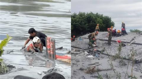 花蓮搜救英雄「突遭泥流吞入」下身卡死！同伴「拼命刨泥」驚魂17秒看哭網