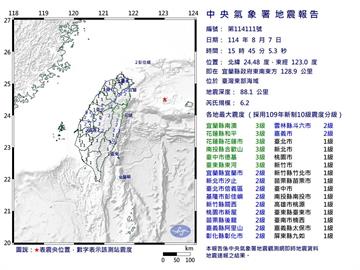 東部海域地震規模6.2　最大震度3級