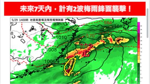 未來一週「2波梅雨鋒面」接力掃台！專家揭劇烈影響：雨一路下到端午