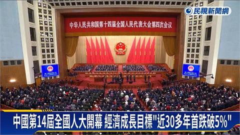 中國第14屆全國人大　經濟成長目標30多年首跌破5%
