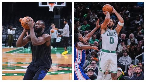 NBA(影)／當「杰倫遇上塔圖姆」！前冠軍拍檔拆夥後再碰面相敬如「冰」