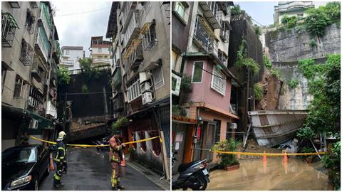 快新聞/撐不住了!暴雨狂襲「新店擋土牆崩塌」 現場駭人畫面曝光