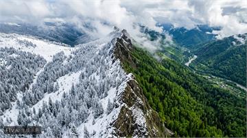 一山劃分秋冬兩季！中國秦嶺太白山現「半邊積雪半邊綠」奇景