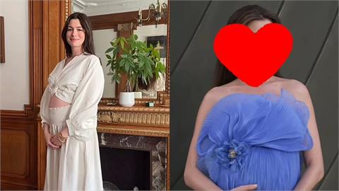 43歲安海瑟薇懷三胎宛如少女！藍色仙氣禮服亮相紅毯網讚：最美孕婦
