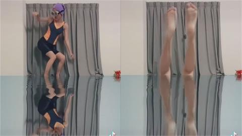 模仿水中芭蕾「蜘蛛舞」！高雄護理師逗趣抬腳擺動　網笑：這是溺水吧