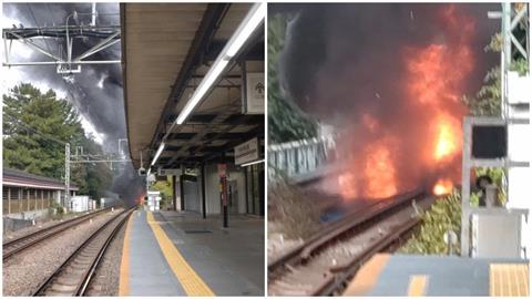 快新聞/旅客注意!東京「井之頭線」鐵道大火停駛 駭人畫面曝光了