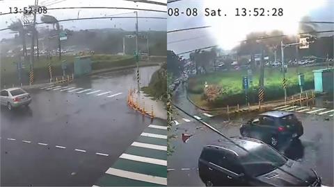 網傳龍捲風掃過淡水「火花四濺」恐怖視角曝！路樹狂搖「碰一聲」炸了