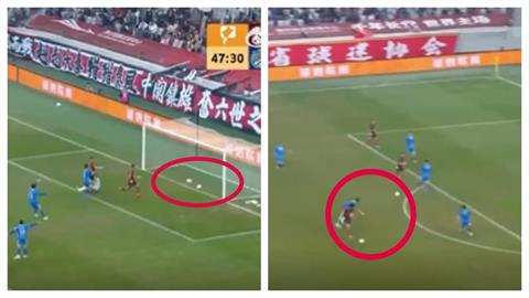 足球(影)／超扯！中國聯賽「驚見2顆球」球員慌亂踢場面失控網友笑：只有中國看得到