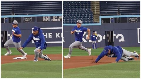 MLB(影)/辛酸畫面!「世紀之盜」主角服老了 道奇主帥羅伯茲「仆街」全場爆笑