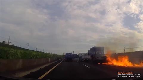 驚悚！國一員林段轎車追撞貨車　「瞬間起火」駕駛受困身亡
