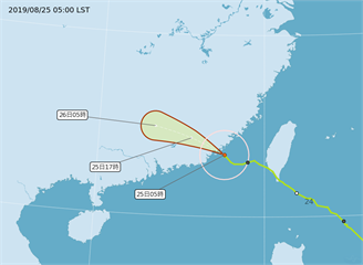 [2019/08/25]白鹿外圍環流影響！17縣市豪雨特報