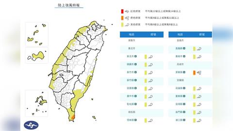 快新聞／16縣市強風警報！氣象署：「這一縣市」最高可達11級陣風