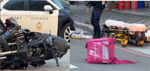 快新聞／台中死亡車禍！外送員清晨突撞上拖板車　人車全毀送醫不治