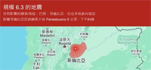 哥倫比亞6.5極淺層地震! 鄰近4國皆有感