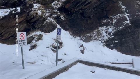 合歡山夜雪！武嶺積雪約2公分　14甲線鳶峰停車場加掛雪鏈管制點