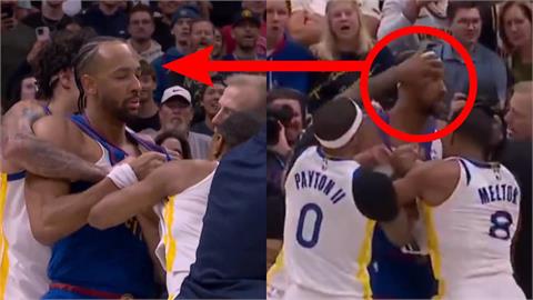 NBA(影)／真調皮！大場面中「偷扯掉對方頭帶」　勇士金塊爆推擠一度拉不開