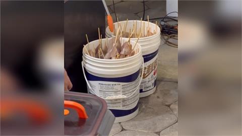 噁！高雄駁二攤販「泥漆桶裝生小卷」　網友傻眼直呼「以為在印度」