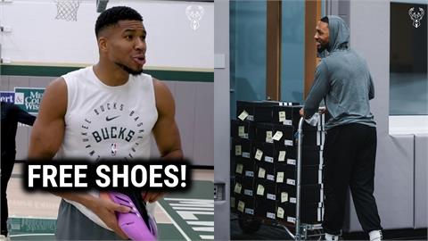 NBA(影)/小李不送飛刀改送鞋!「一卡車」全隊有獎 字母哥讚:免費的耶