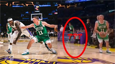 NBA(影)／超狠腳踝終結！塞爾提克「鴨王」小推一下湖人悍將「整個人消失鏡頭外」