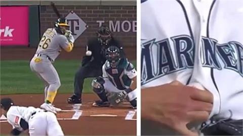 MLB(影)／安打還是出局？107英哩強襲球「打進投手球衣」出現超級罕見的判決