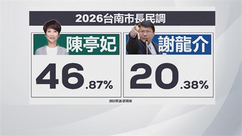 國民黨議員曝2026台南市長民調　陳亭妃、林俊憲皆大贏謝龍介