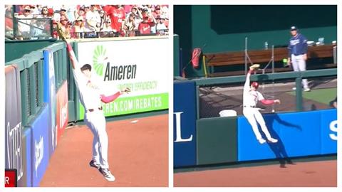 MLB(影)／太神啦！他扮「牆頭悍匪」七星美技搶劫追平轟 　還繳猛打賞助紅雀首勝