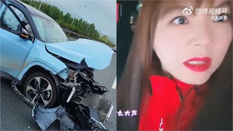 「舔共三寶」劉樂妍又出車禍!上月才「車頭全撞毀」高喊:感謝中國製造