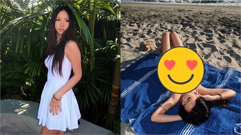 20歲Elly只穿比基尼！仰躺沙灘「解放火辣三角」小S不忍了：不用先問媽媽嗎