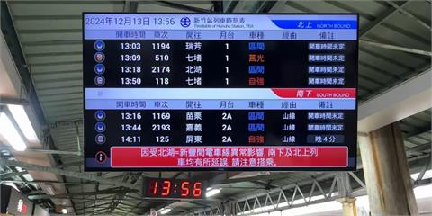 疑電線異常！台鐵湖口站全站停電　南北雙向列車受影響