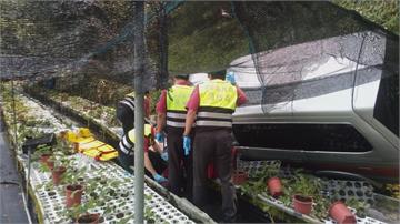 廂型車滑落邊坡 婦人受困警消救援