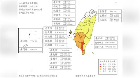 最新／放假有望了？3地區明日雨量達「停班課」標準　恐24小時降400毫米