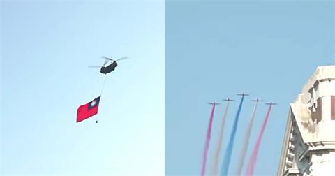 快新聞／台北清晨「轟隆隆｣！　國慶空中預演「巨型國旗」越過府上空