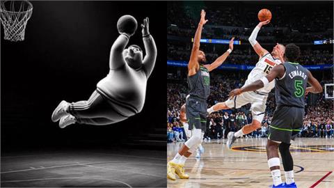 NBA(影)／1張照片30萬人點讚！約基奇季後賽「歪斜神技進球」像極了動畫主角