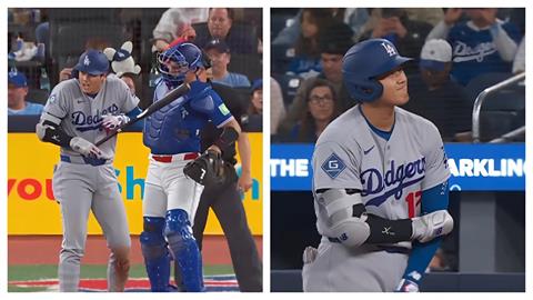 MLB(影)／明要登板的大谷翔平左手肘遭捕手擊中！當下表情痛苦防護員上前關心