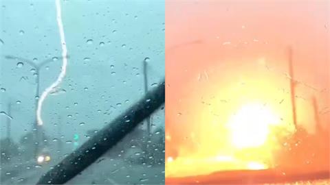 彰化暴雨「淹大水＋落雷」不斷！擊中電箱「炸出火光」驚悚瞬間全錄下