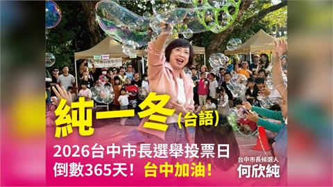快新聞／何欣純大玩諧音梗「純一冬」　推明年1128投票日倒數圖卡