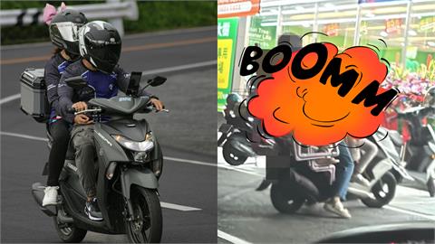 台南驚見「危險4貼」女騎士1打3！「超狂疊疊樂」畫面曝…警方：已違法