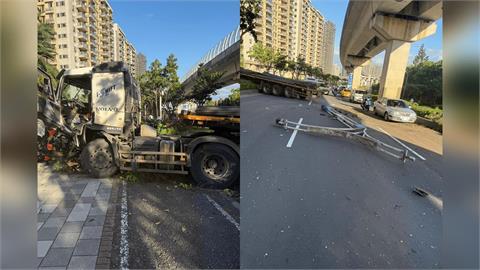最新/淡水拖板車失控自撞安全島 37歲駕駛送醫後宣告不治