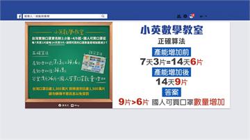 誰用破數學散播「口罩變少」謠言？蔡英文列正確公式教你算