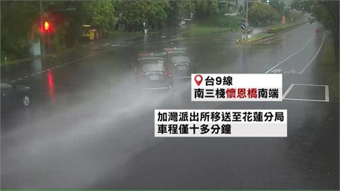 颱風天警車疑打滑自撞號誌桿　後座警重傷.嫌犯喪命
