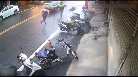 偷空壓機跑給警察追　狂奔...跑到鞋子都丟掉了