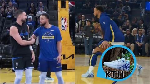 NBA(影)／勇迷眼眶濕了！柯瑞致意Ｋ湯、穿簽名鞋　耶誕大戰浪花兄弟「另類合體」