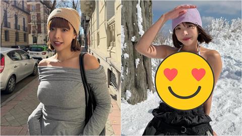 一隻阿圓「跪坐雪地」解放比基尼！深U弧形「大雪球險掉出」網嗨翻：滿出來了