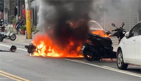 快新聞／新竹機車騎士撞飛72歲老婦　連人帶車撞對向名車再釀火燒車