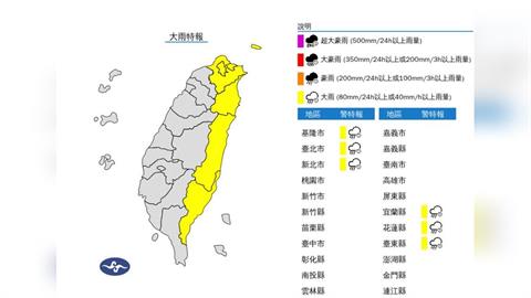 快新聞／雨彈狂炸！6縣市大雨特報　大台北慎防強陣風及溪水暴漲