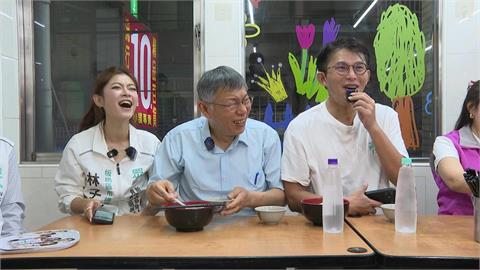 柯文哲板橋輔選再遇抗議　「餓鬼再現」又把整碗菜拿去吃