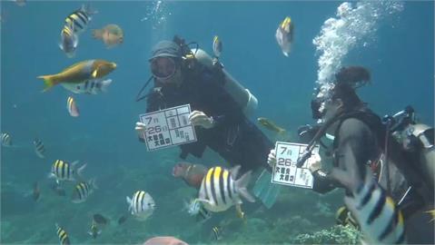 快新聞／超吸睛！綠島潛水客舉自製看板　宣傳726大罷免投同意票