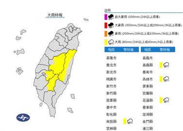 快新聞／注意雷擊、強陣風！　4縣市大雨特報「下到入夜」